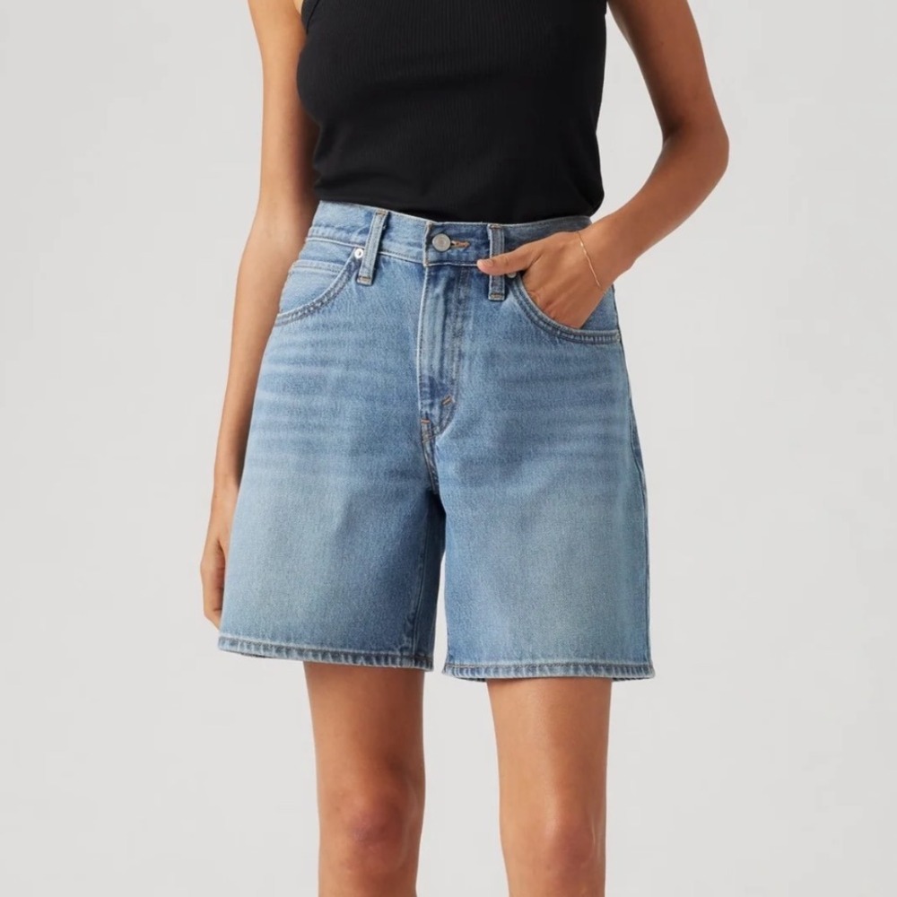 Levi's Light Blue High-Rise Denim Jean Shorts